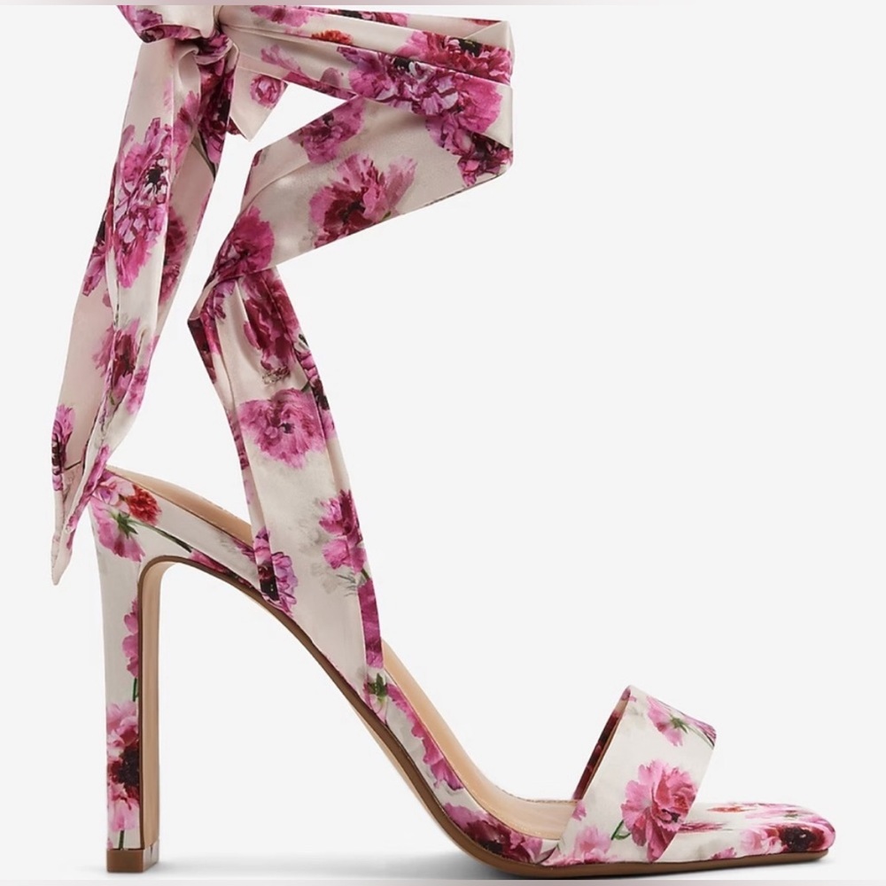 Express Pink Floral Lace-Up Heels (NWT)